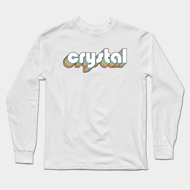 Crystal - Retro Rainbow Typography Faded Style Long Sleeve T-Shirt by Paxnotods